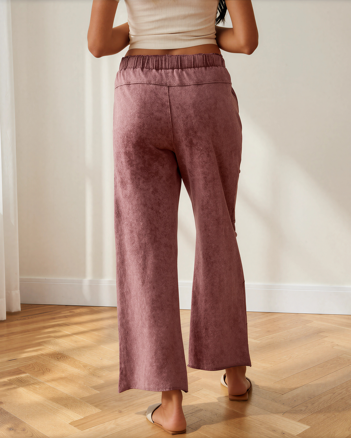Teagan Mineral Wash Raw Hem Patched Pocket Pants in Wild Ginger view 4 (bottom)