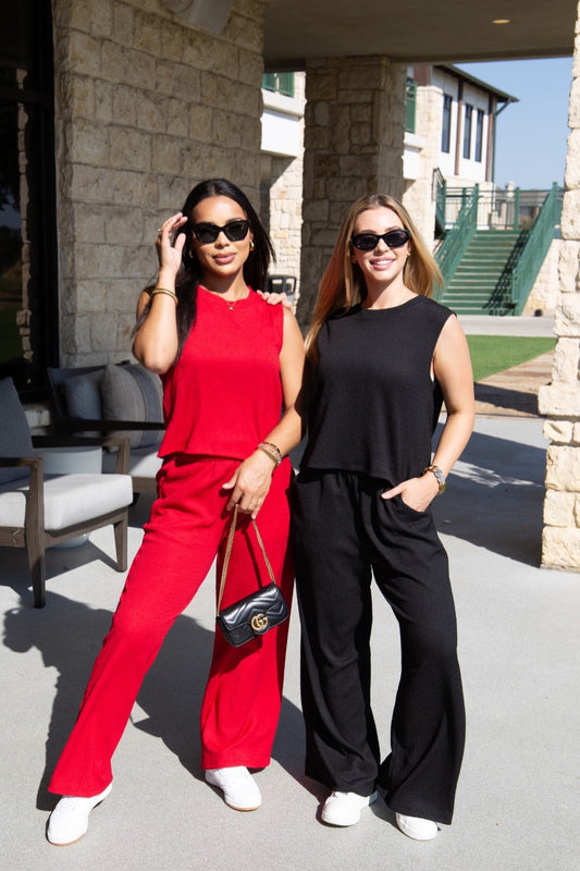 The Earhart Pants, Red in Red view 2 - Pants Red (bottom)