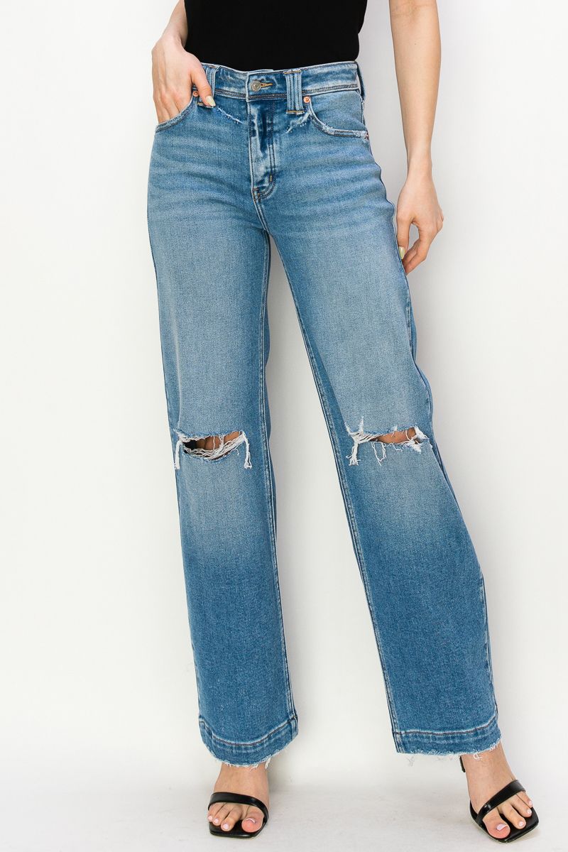 Tummy Control High Rise Relaxed Straight Leg Jeans in 11 (29) view 6 - High-Waisted - Tummy Control Jeans For Women