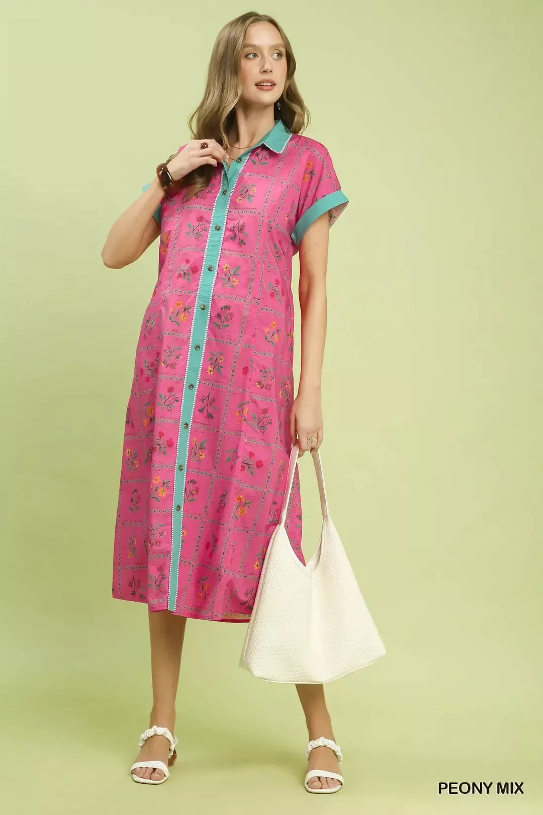 umgee mix floral Umgee Mix Floral Button-front Midi Dress view 7 (dress) - shop at us.meeeshop