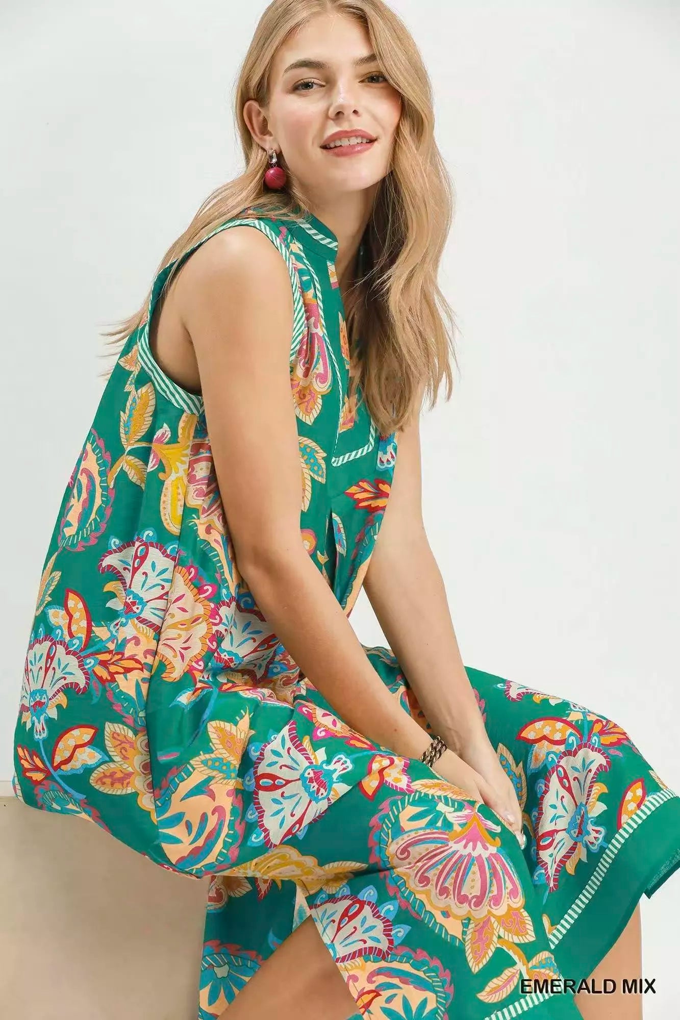 umgee paisley floral Umgee Paisley Floral Sleeveless Midi Dress view 6 (dress) - shop at us.meeeshop
