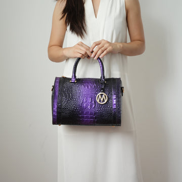 Usal Croc Satchel Bag in Croco Gold view 2 - Crocs Usa Bag