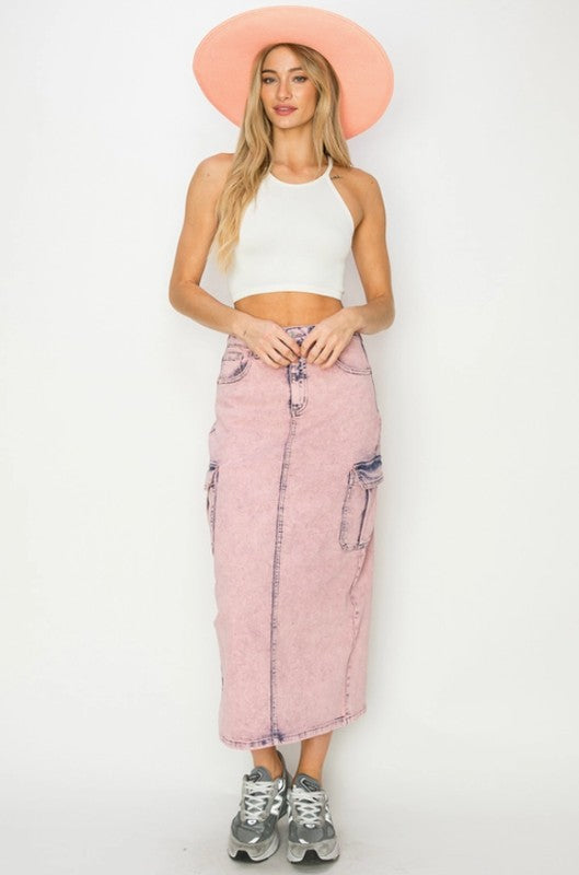 Utility Pink Dyed Maxi Skirt in XL view 4 - Pink Utility Skirt (dress)
