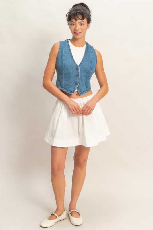 V-neck Sleeveless Denim Vest in M view 2 - Sleeveless Denim Vest Women (bottom)