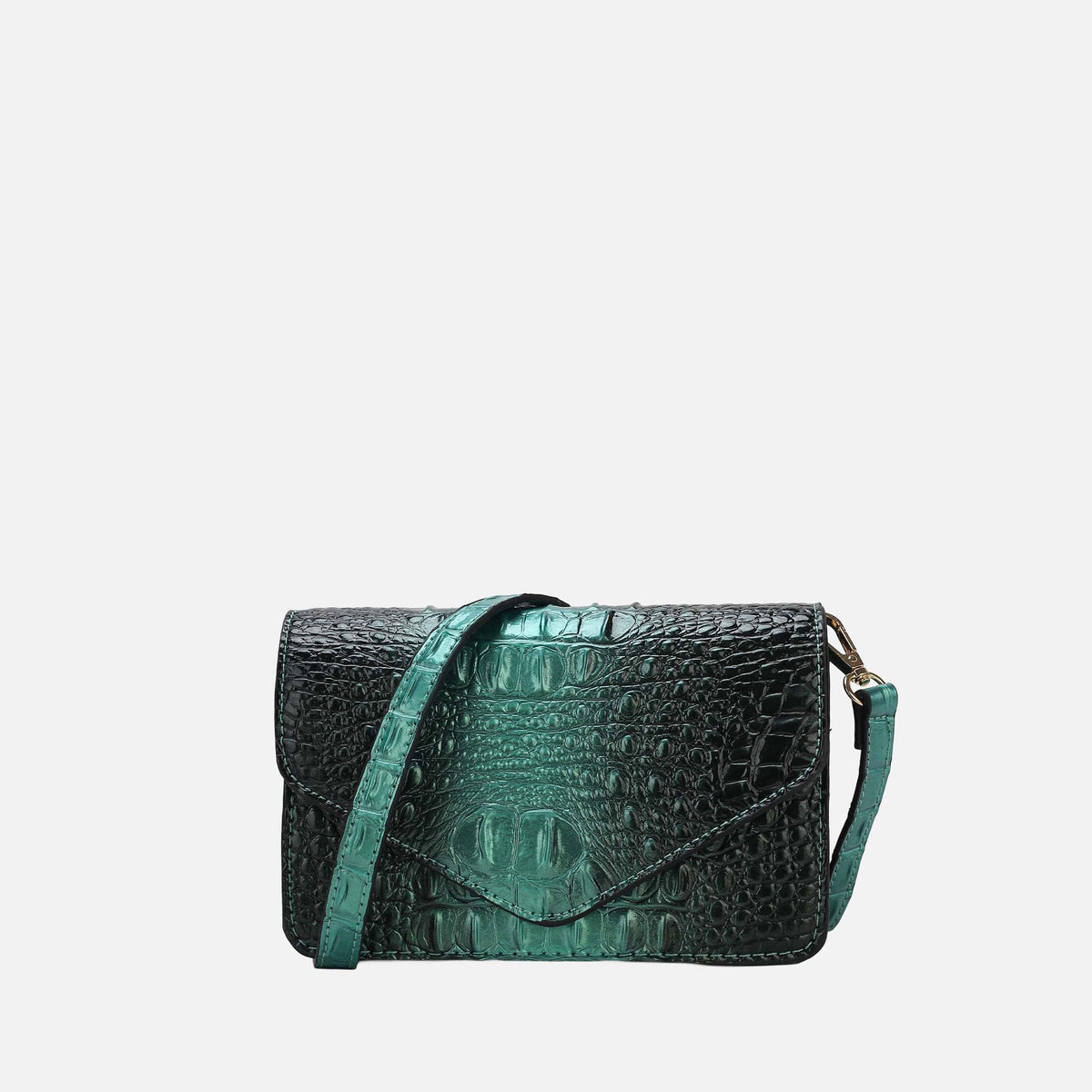 Vanta Croc-embossed Saddle Bag in Croco Purple view 4 - Vantamo Crossbody Bags