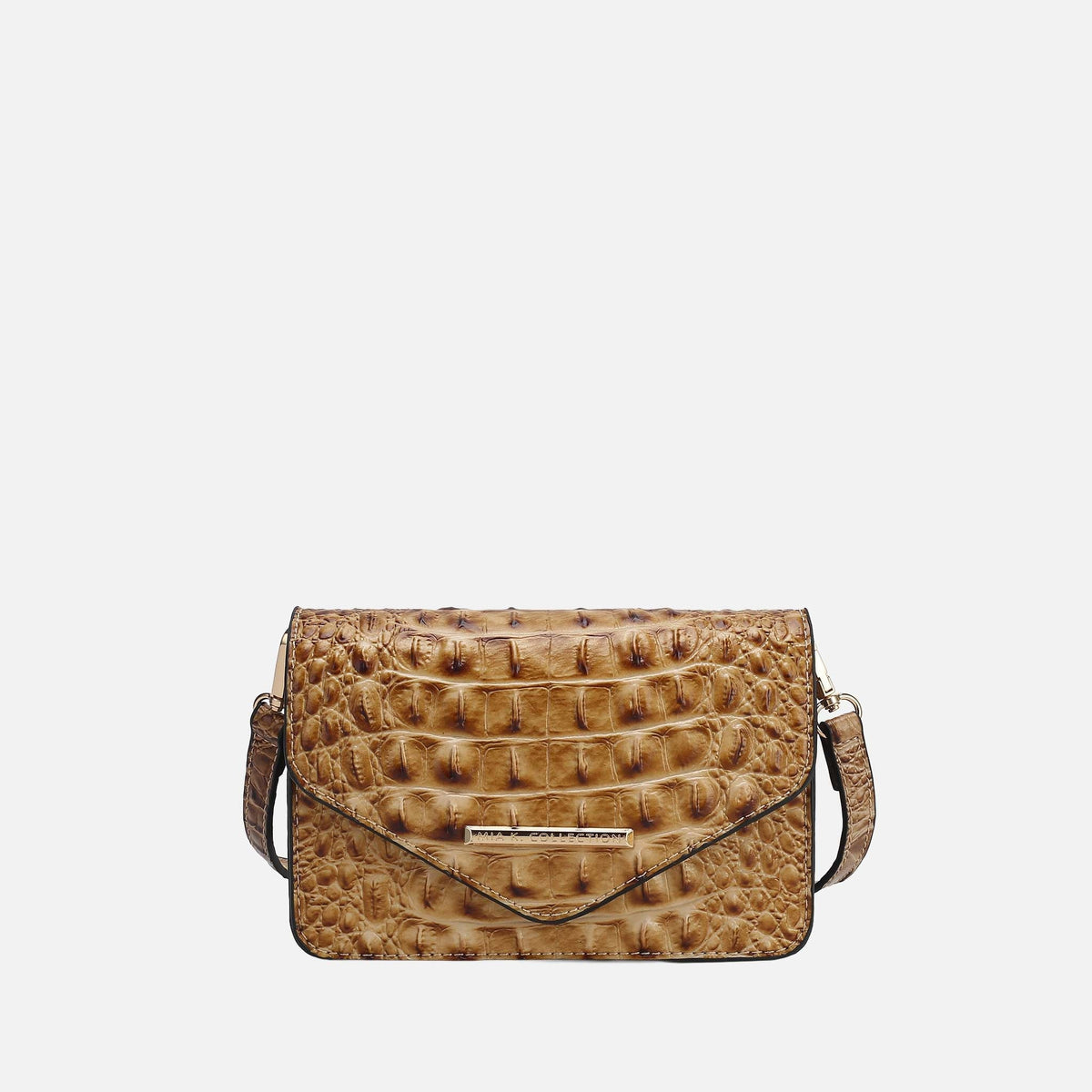 Vanta Solid Croc Saddle Bag in Croco Black