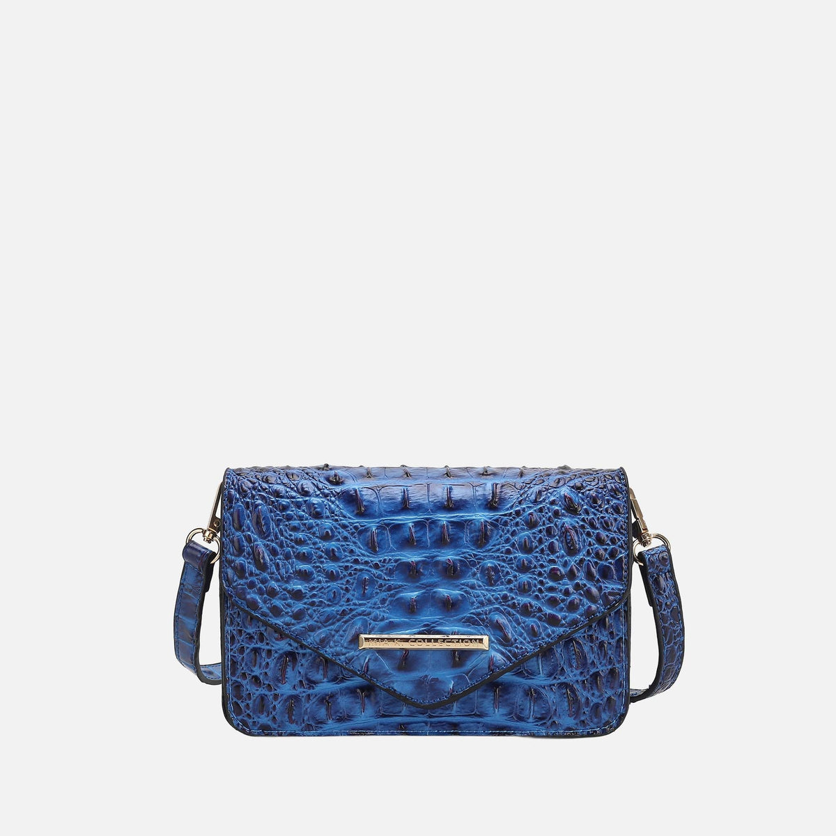 Vanta Solid Croc Saddle Bag in Croco Fuchsia view 3