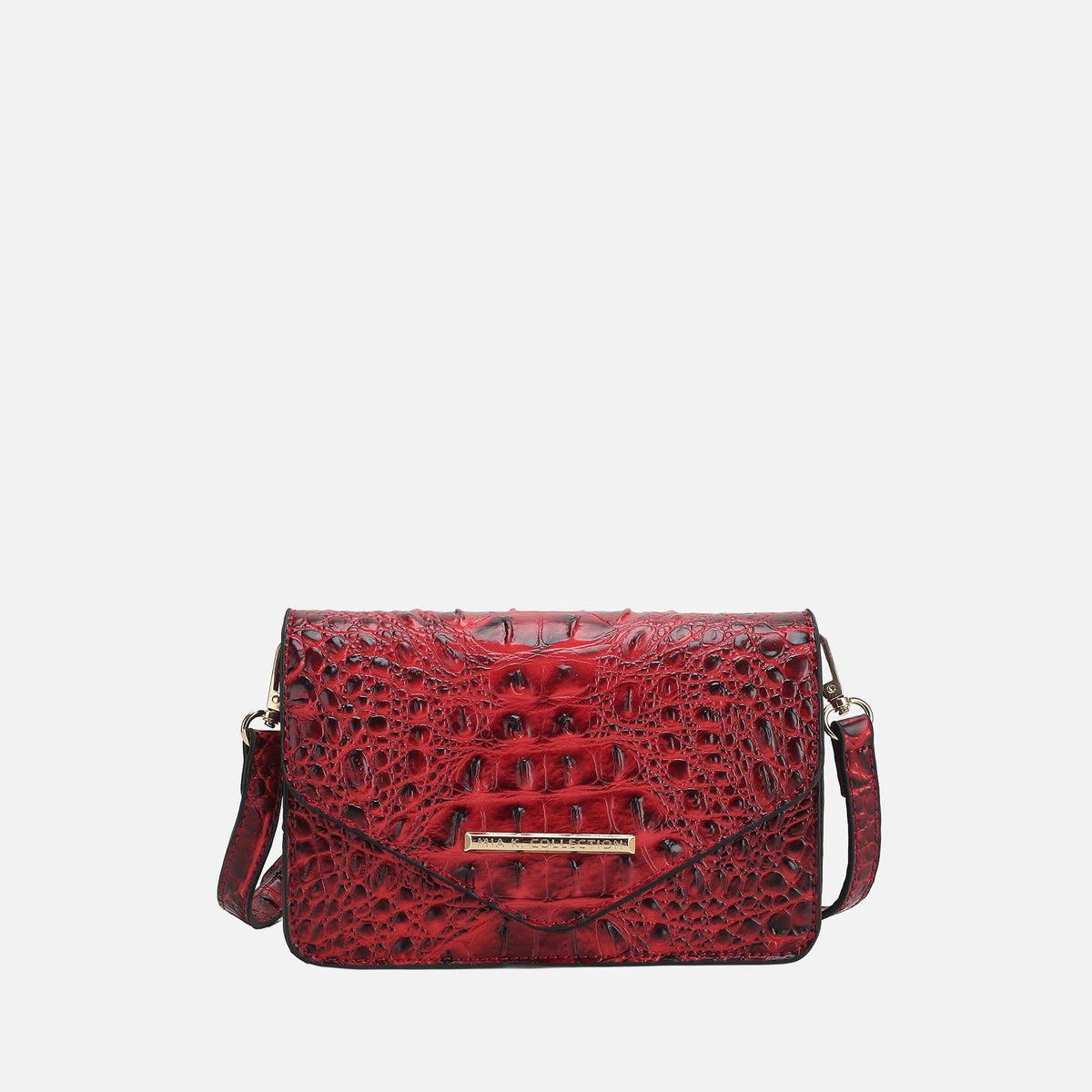 Vanta Solid Croc Saddle Bag in Croco Green view 4