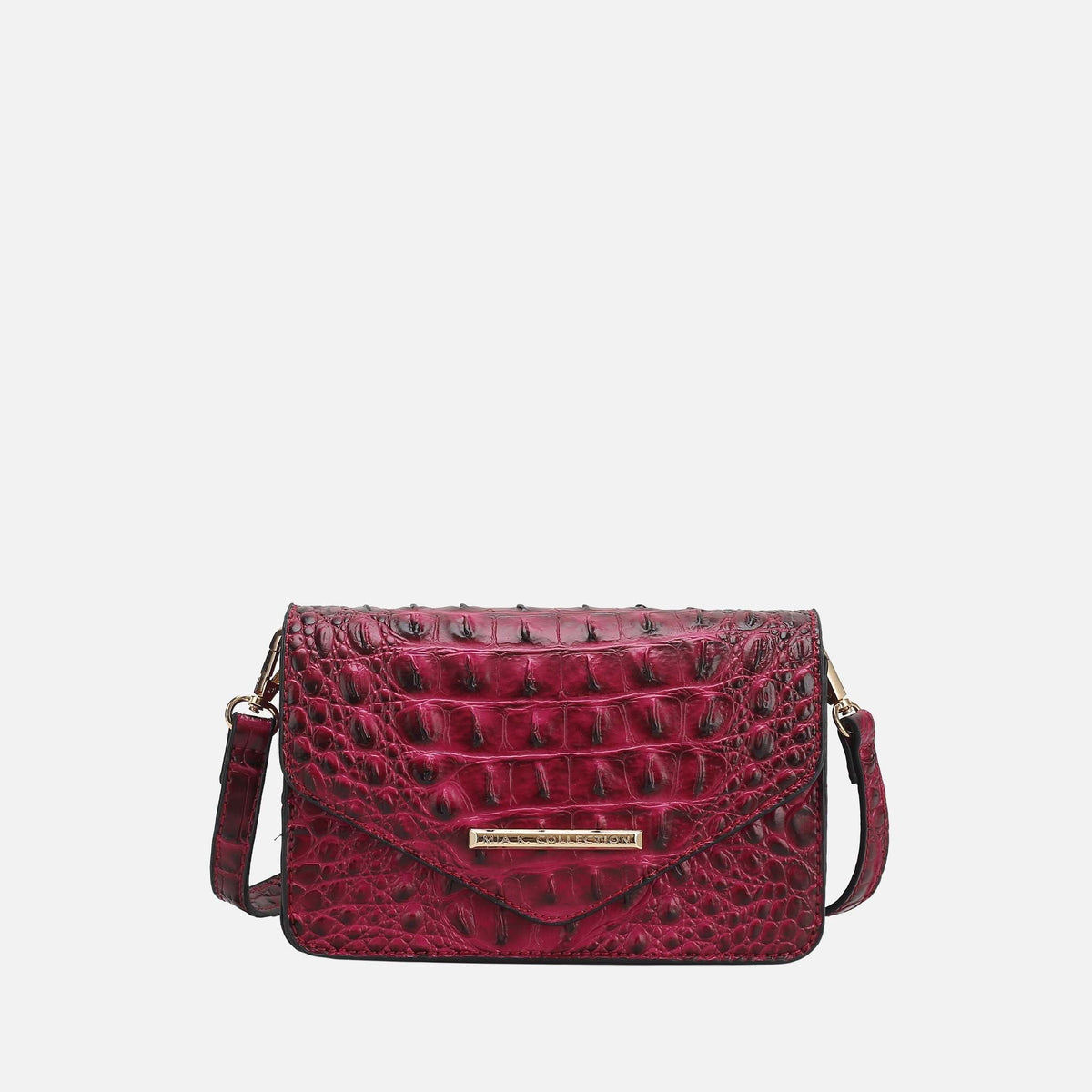 Vanta Solid Croc Saddle Bag in Croco Navy view 7