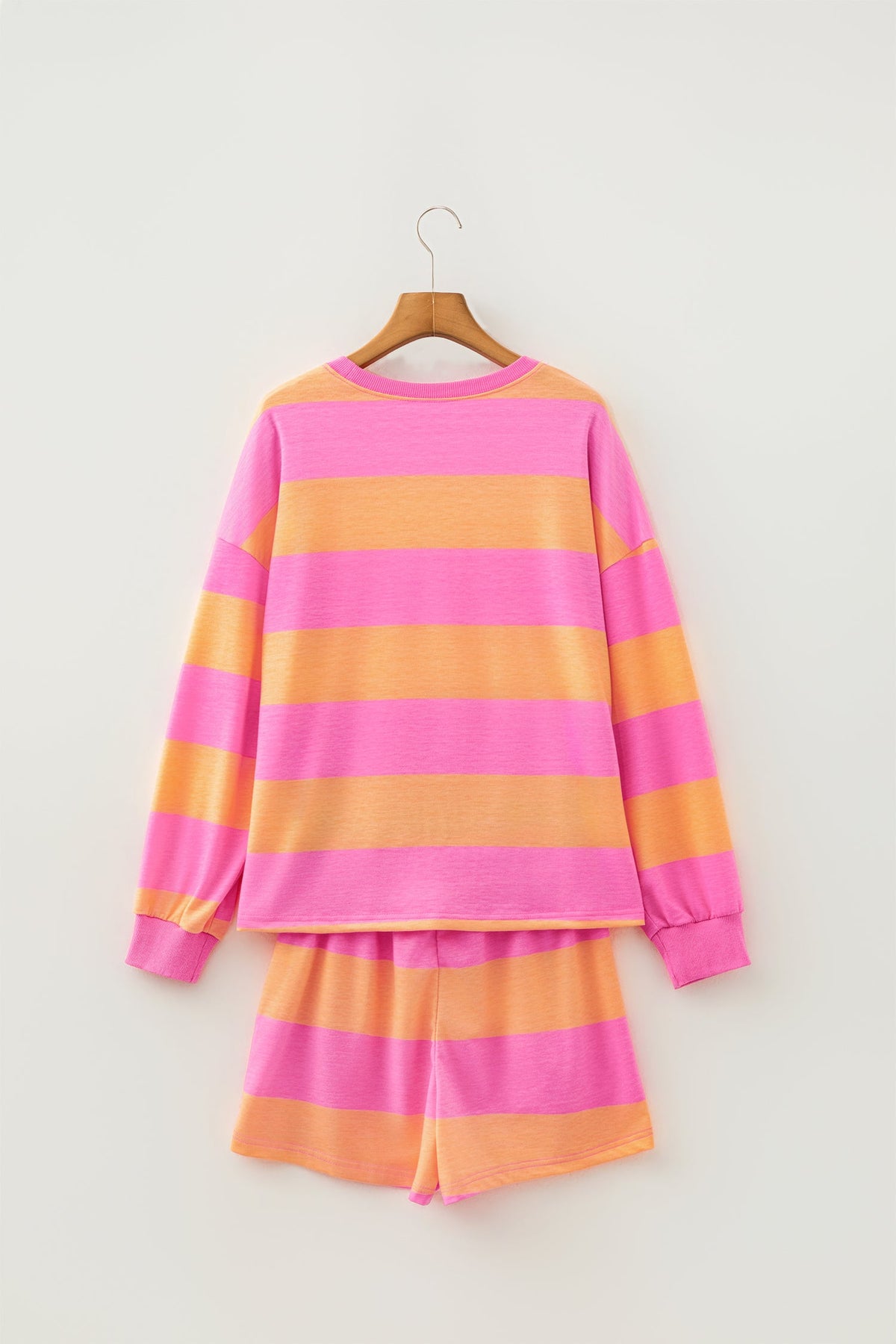 Victoria Drawstring Shorts 2pcs Set in Pink Stripe view 4 (bottom)