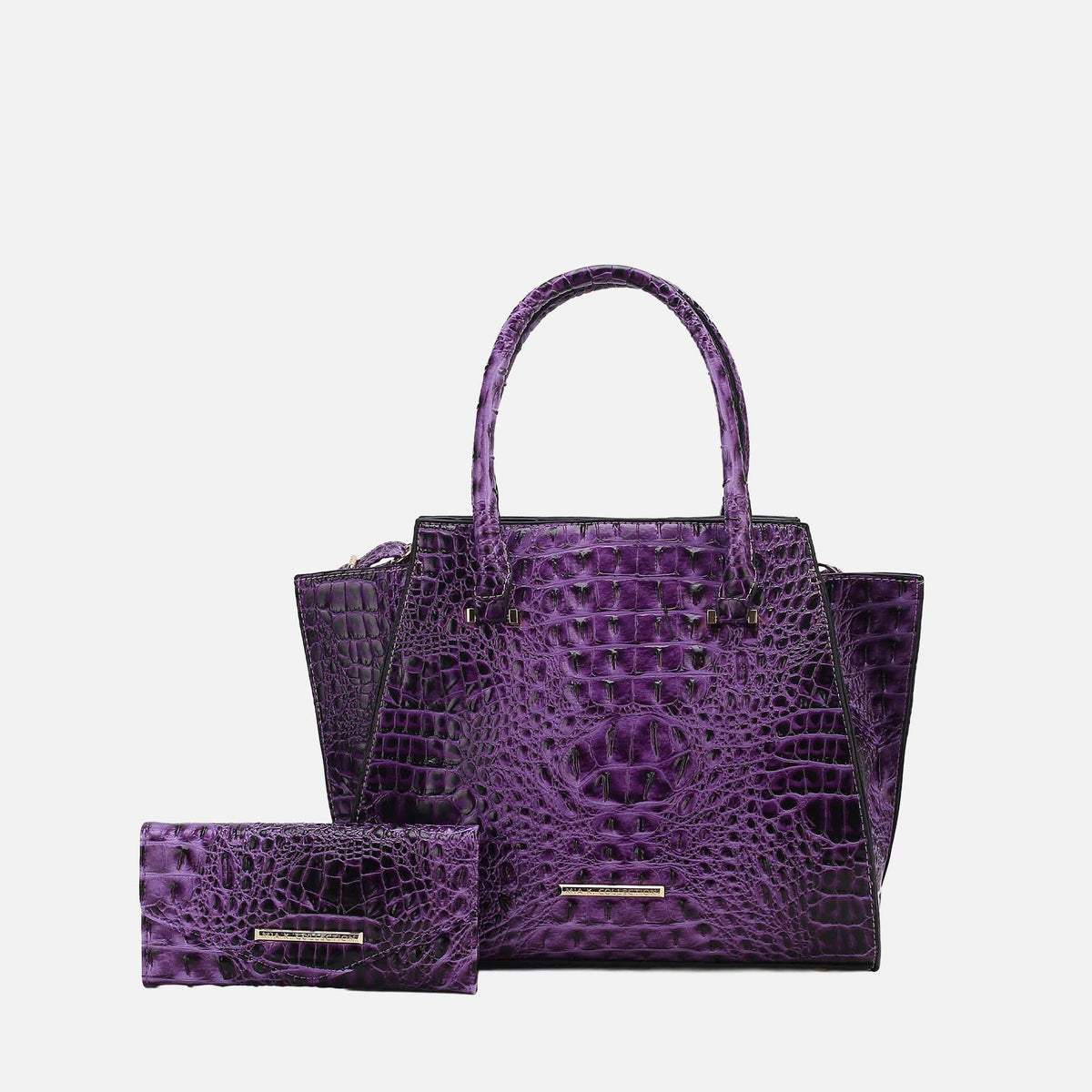 Viridiana Croc Tote Bag and Set in Croco Purple view 4 - Viral Croc Bag (one-piece)