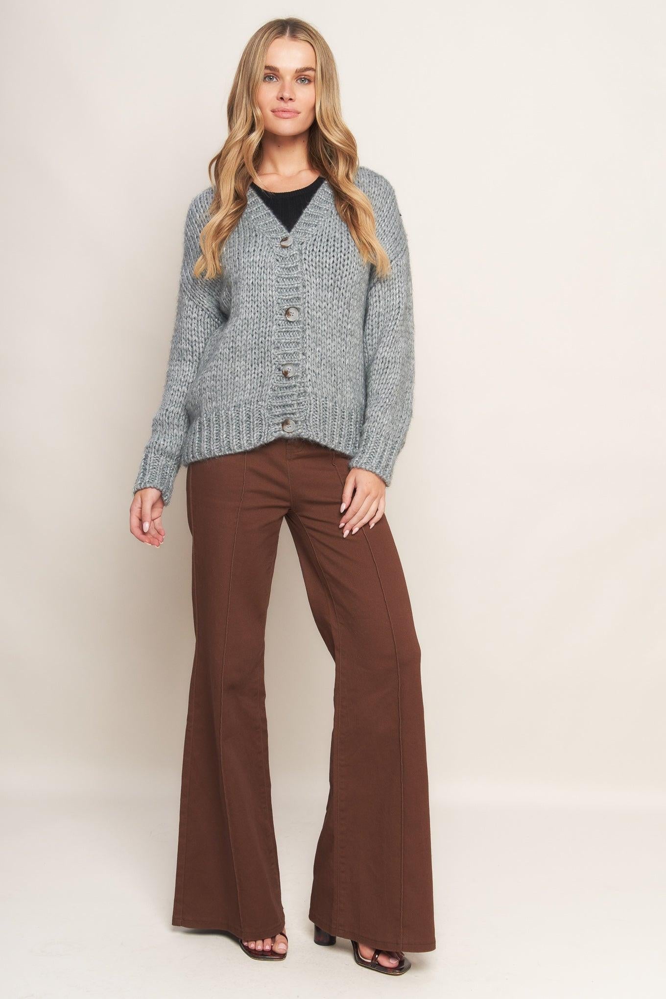 Weekend Warmth Sweater Knit Cardigan view 13 - Fall Wardrobe Essential - Grey Weekend Cardigan (top)