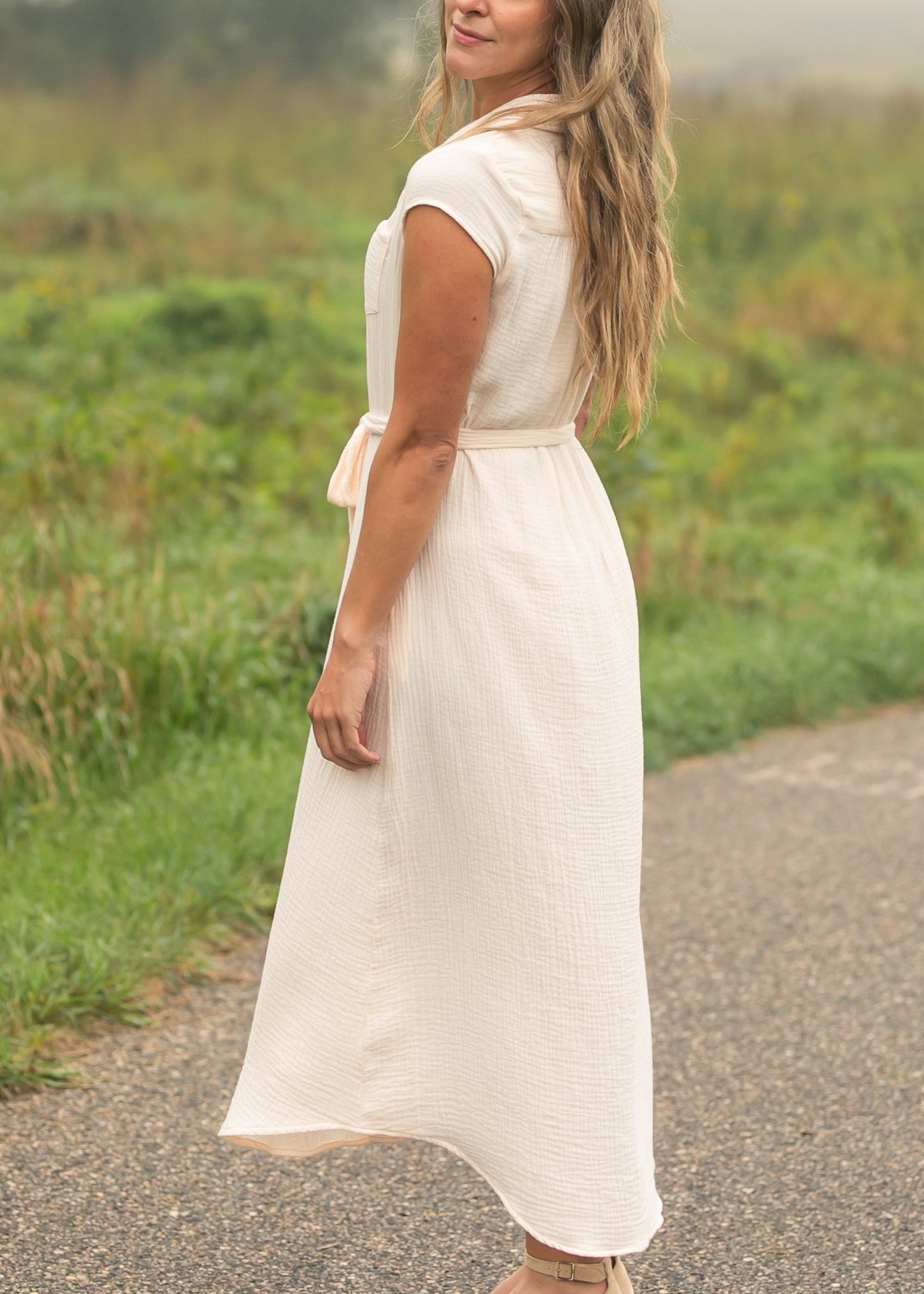 Willow Blush Pink Cotton Gauze Midi Dress view 12 - Willow Pink Dress