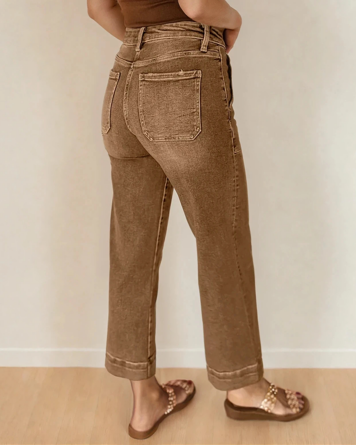Willow Cropped High Rise Wide Leg Jeans in Breen view 2 - High-Waisted - Willow Crop Jeans (bottom)