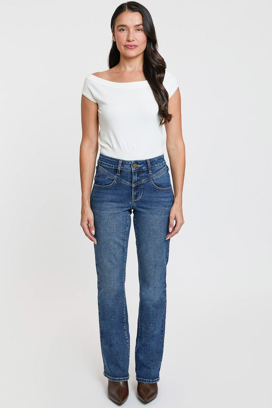 Women's Contour V-front Bootcut Jeans in P Deep Sky Blue Rips view 2 - Women'S Contour Pants (bottom)