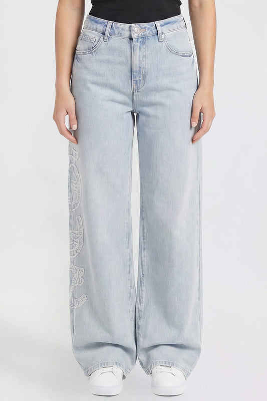 Women's Joey Super Wide Leg Jeans with Love Patch in L Light Blue view 2 - Women'S Joey Jeans (bottom)