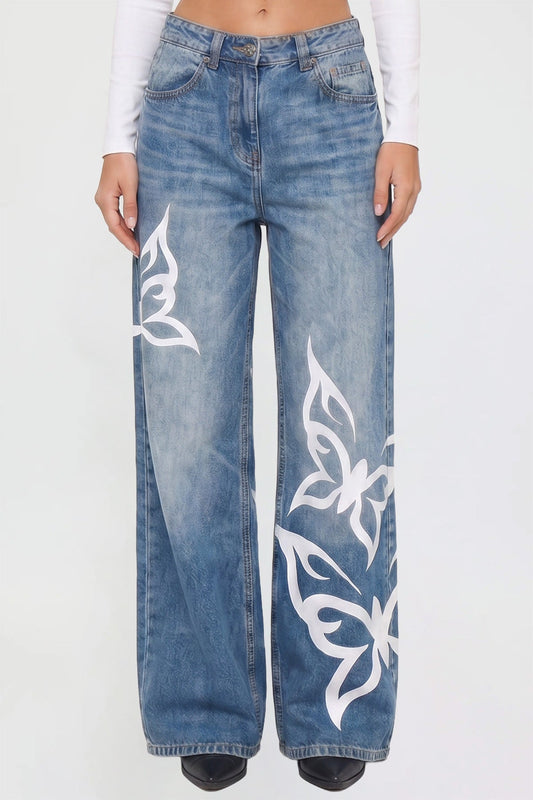 Women's Joey Ultra Wide Leg Jeans in M Medium Blue view 2 - Women'S Joey Jeans (bottom)