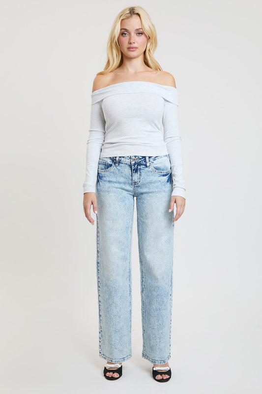 Women's Luxe Britney Wide Leg Jeans in L Light Blue view 2 - Women'S Luxe Jeans (bottom)