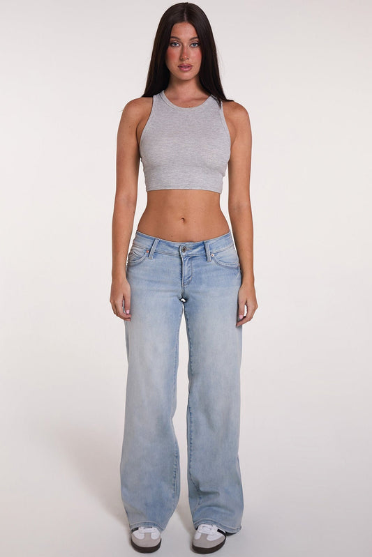 Women's Luxe Low Rise Wannabettabutt Wide Leg Jeans in L Light Blue view 2 - Women'S Luxe Jeans (bottom)