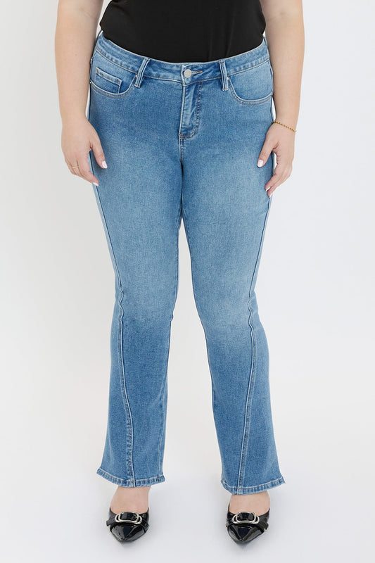 Women's plus Curve Seam Flare Jeans in M Medium Blue view 2 - Women'S Plus Jeans On Sale (bottom)
