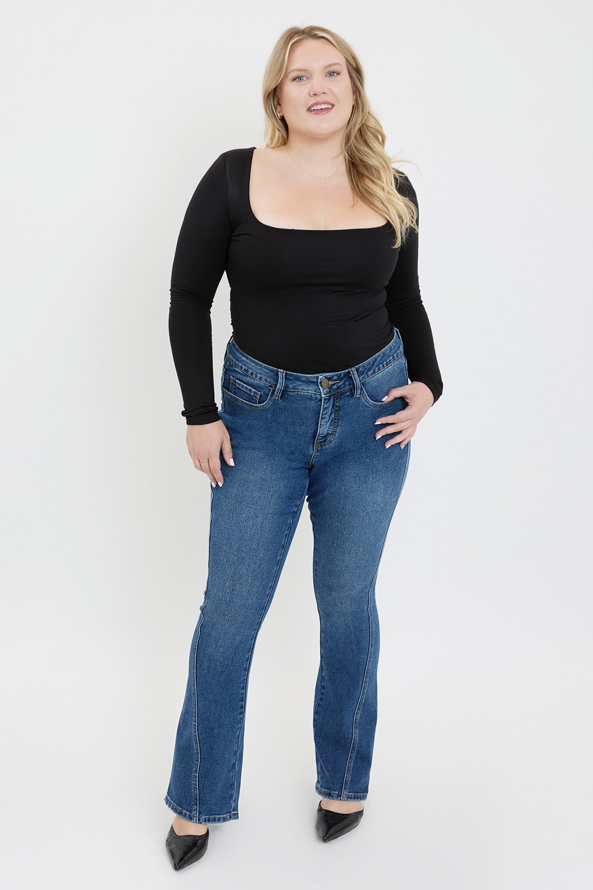 Women's plus Curve Seam Flare Jeans view 16 - Women'S Plus Jeans On Sale (bottom)