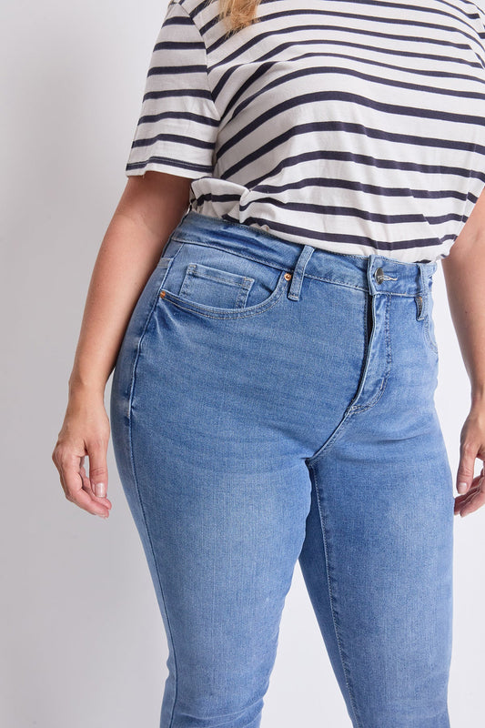 Women's plus High Rise Basic 5 Pocket Straight Jeans in M Medium Blue view 2 - High-Waisted - Women'S Plus Jeans On Sale