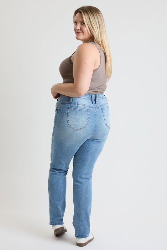 Women's plus High Rise Curve Confidence Straight Jeans in C Sky Blue view 2 - High-Waisted - Women'S Plus Jeans On Sale