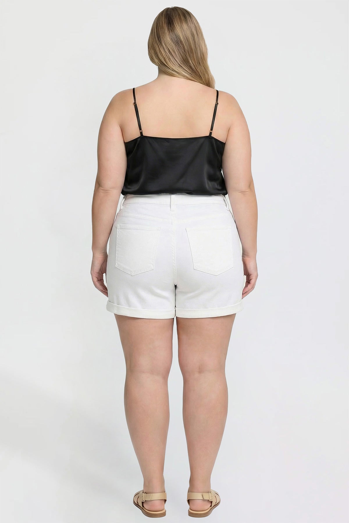 Women's plus Premium Stretch Fold-over Cuff Shorts view 12 - Comfort Stretch - Womens Plus Shorts With Pockets (bottom)
