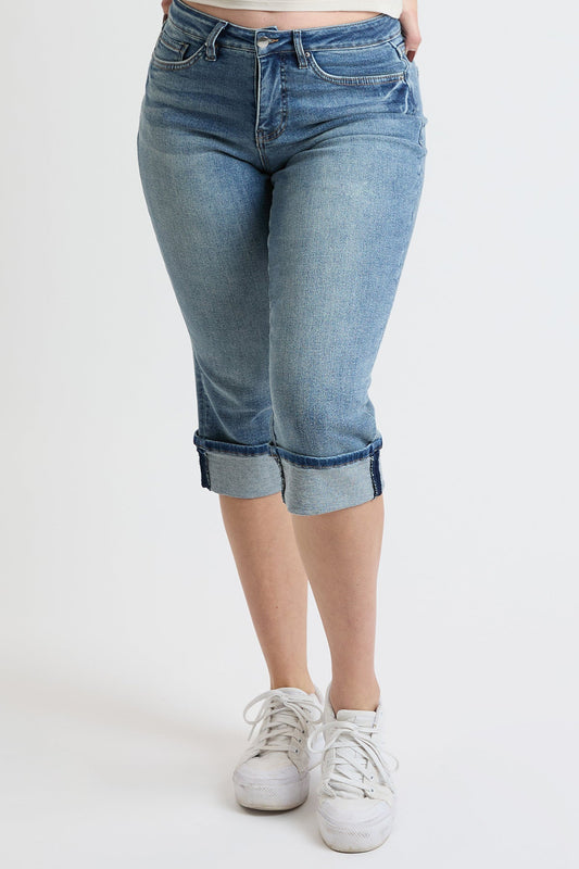 Women's Premium Stretch Essential Cuff Capri in T Tinted Blue view 2 - Comfort Stretch (bottom)