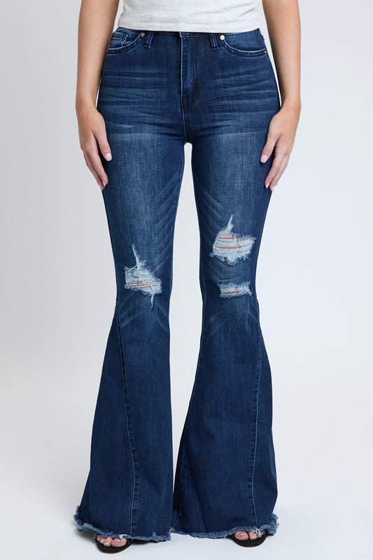 Women's Savannah Extreme Fit & Flare Jeans in S Midnight Sky Blue Rips view 2 - Savana Pants For Women (bottom)
