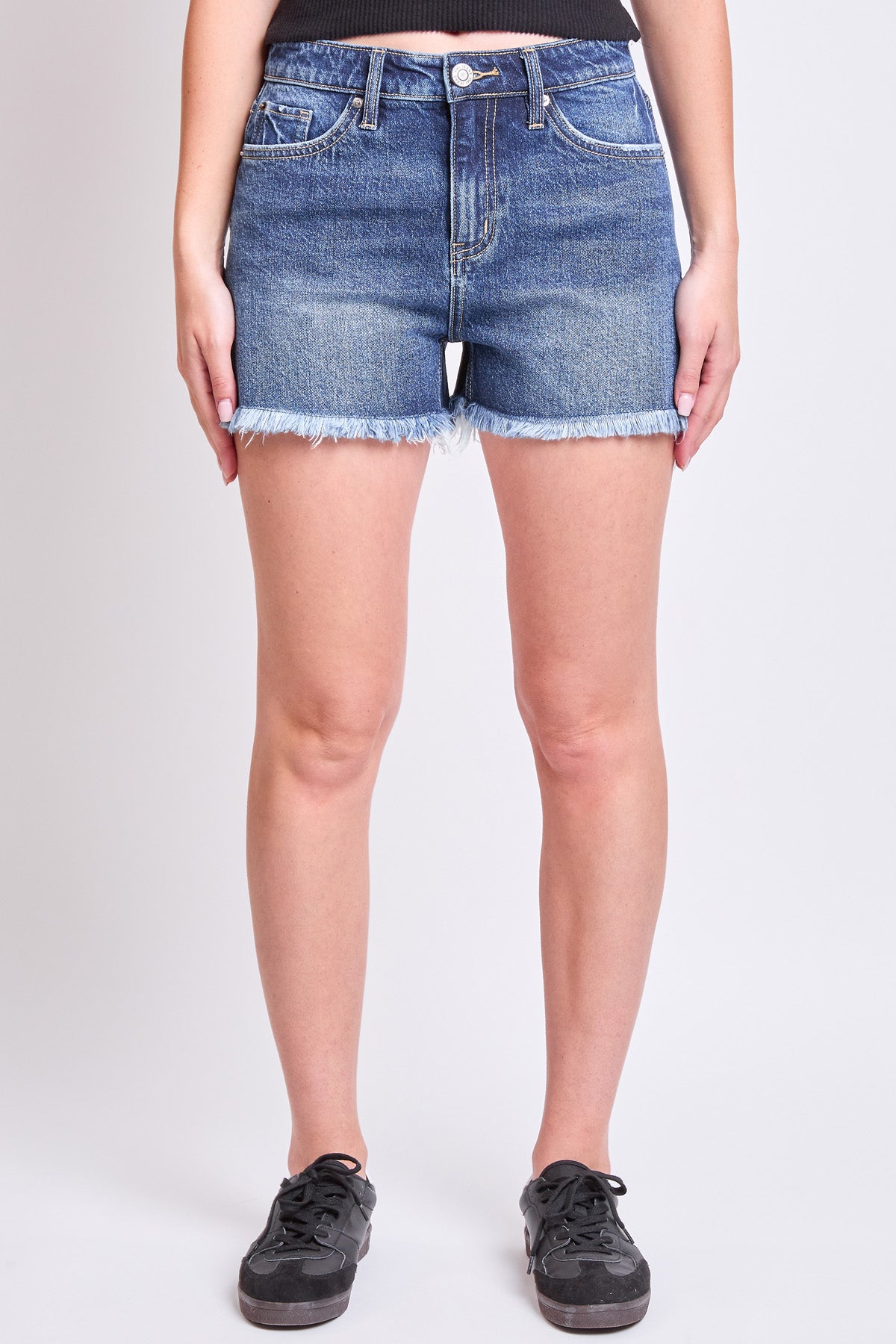 Ymi Women's High Rise Fray Hem Shorts - MeeeShop Women's Fashion