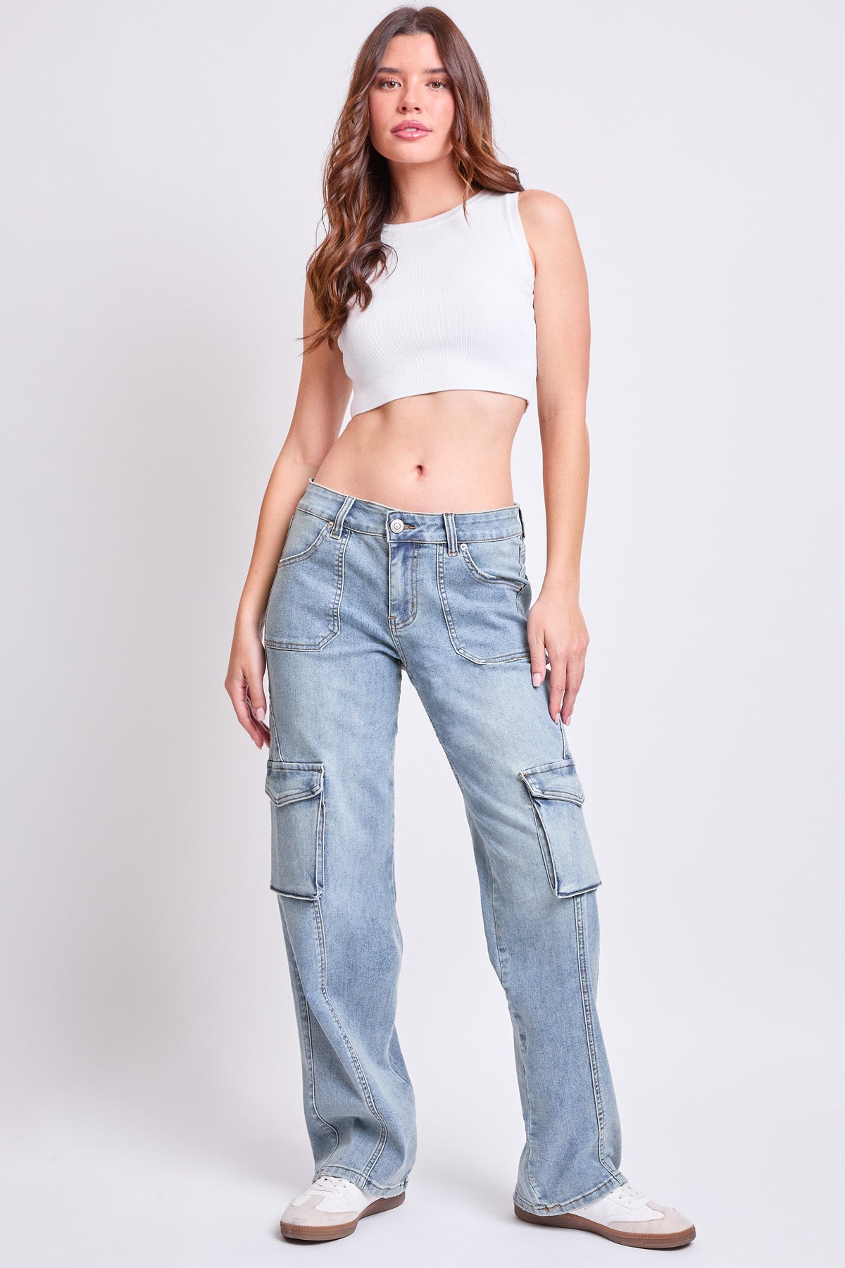 Ymi Women's High Rise Skater Cargo Jeans - MeeeShop Women's Fashion