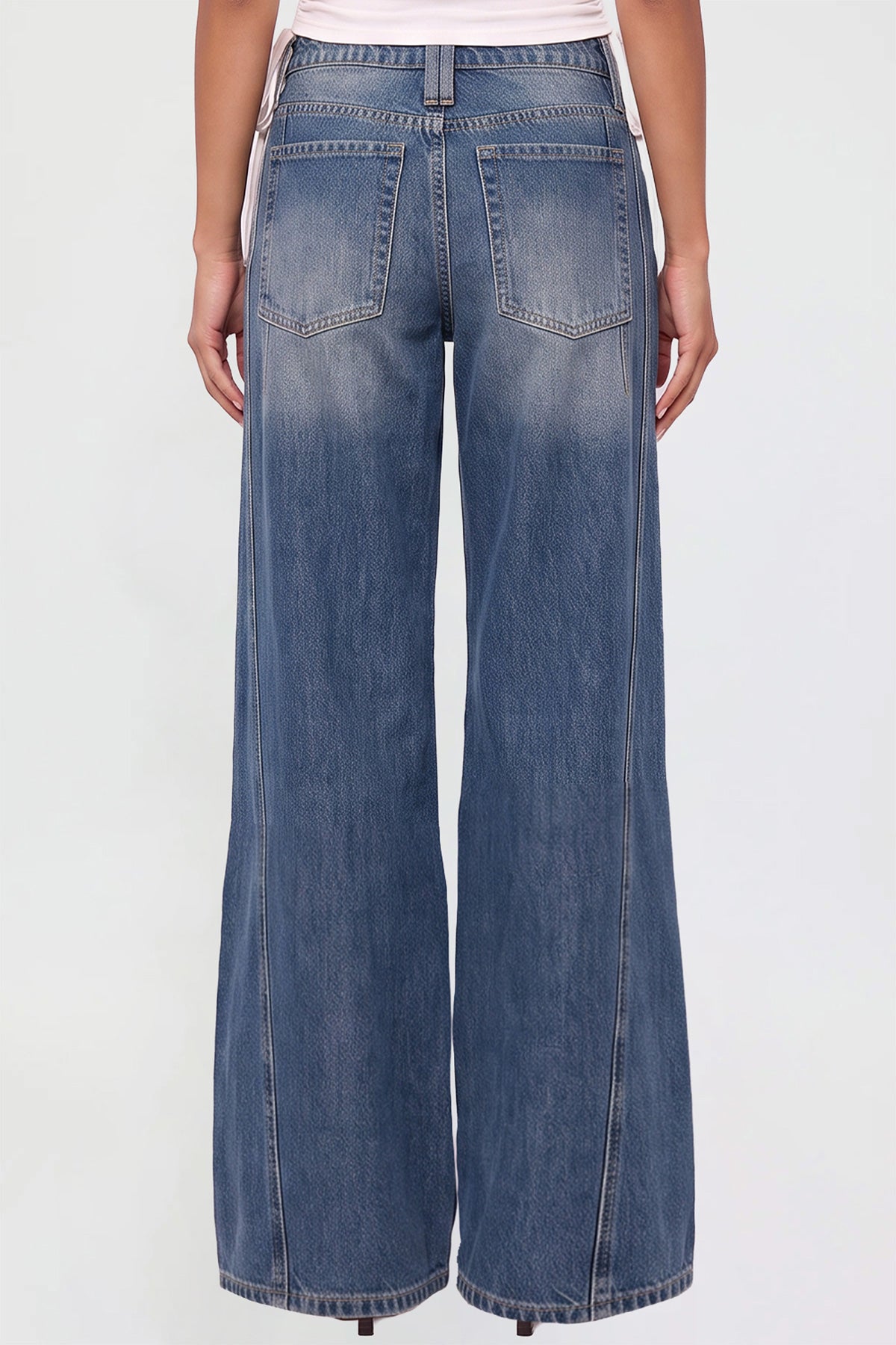 Ymi Women's Joey Seamed Ultra Wide Leg Jeans in N Indigo Blue view 4 - Women'S Joey Jeans (bottom)