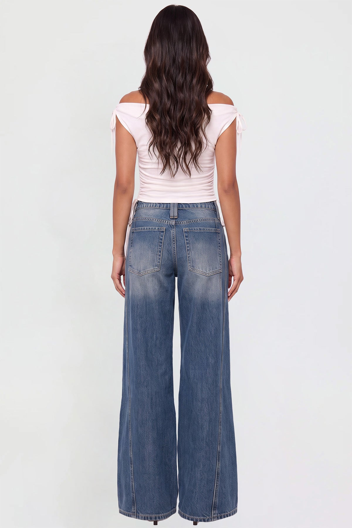Ymi Women's Joey Seamed Ultra Wide Leg Jeans in N Indigo Blue view 6 - Women'S Joey Jeans (bottom)