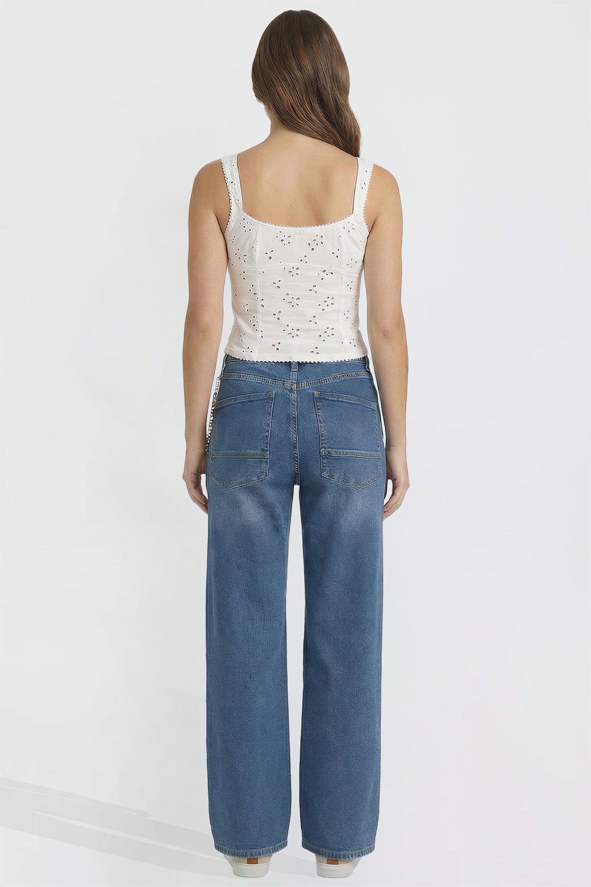 Ymi Women's Joey Super Wide Leg Jeans with Cross Chain in S Midnight Sky Blue view 7 - Women'S Joey Jeans (bottom)