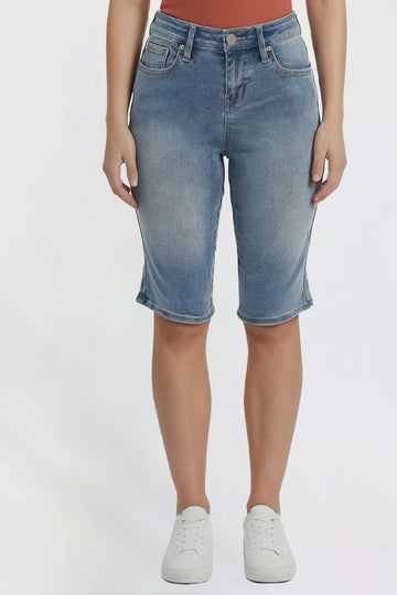 Ymi Women's Luxe Essential Capri in M Medium Blue view 2 (bottom)