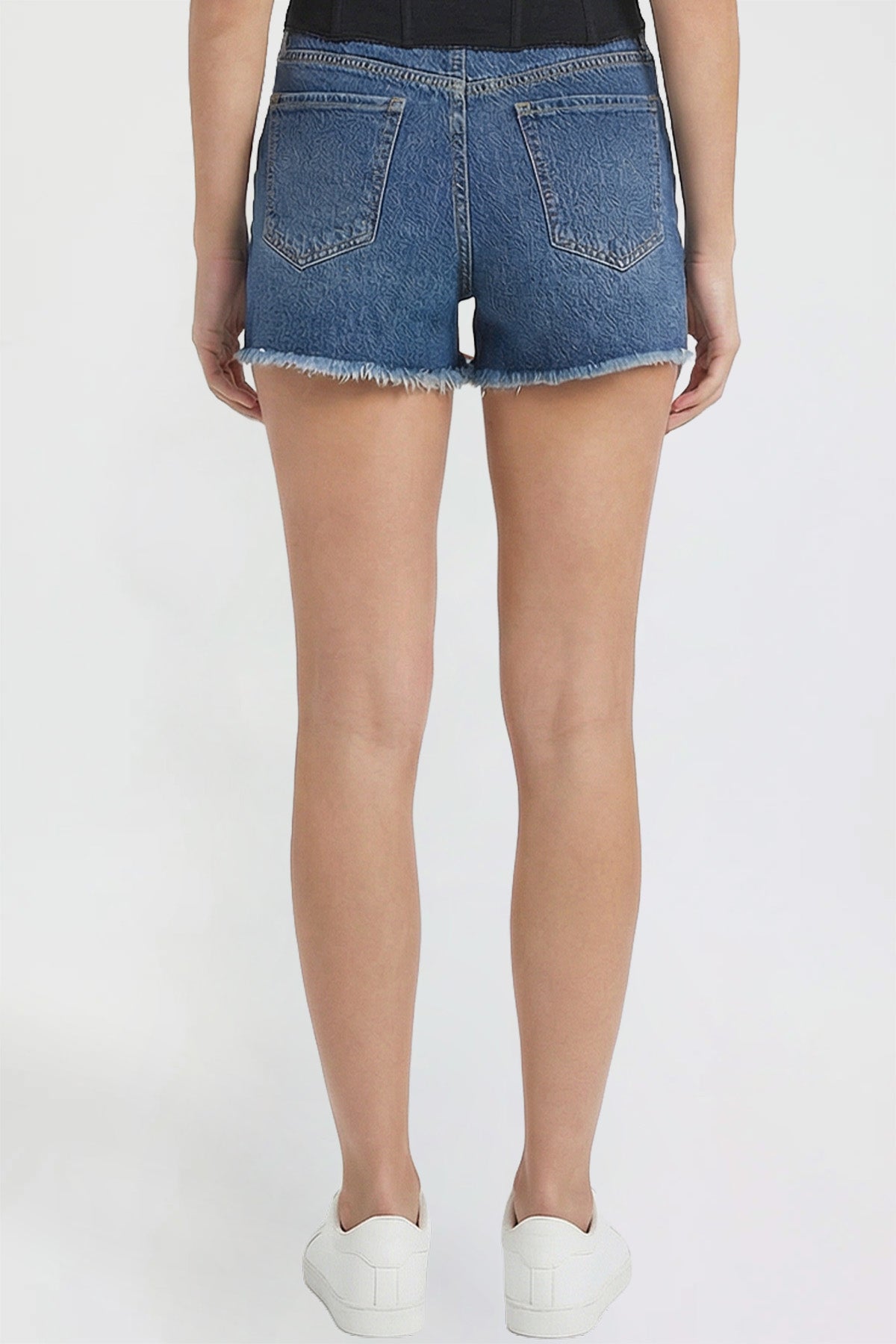 Ymi Women's Luxe Fray Hem Shorts in S Midnight Sky Blue Rips view 4 - Women'S Luxe Shorts (bottom)