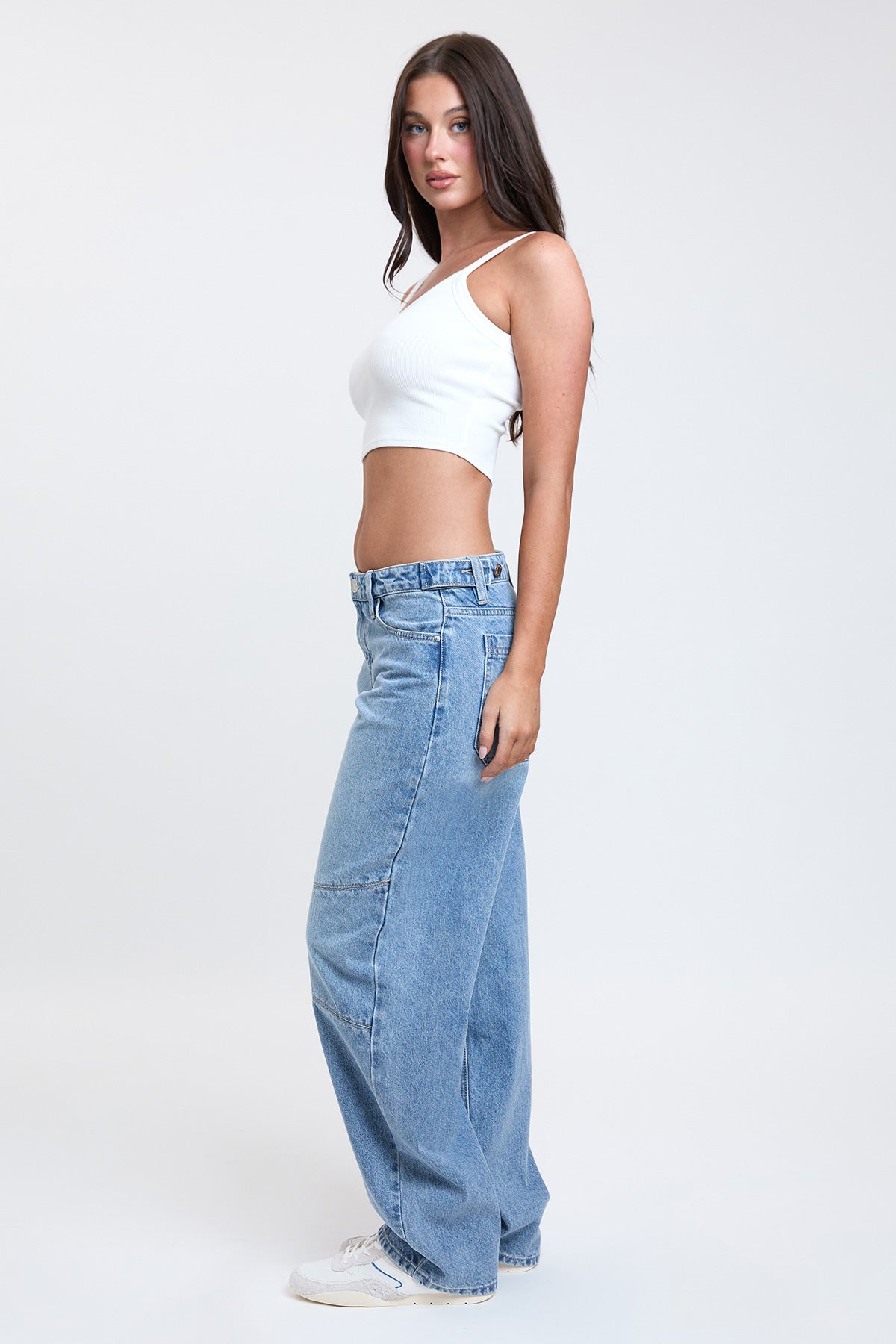 Ymi Women's Moto Relaxed Rise Baggy Barrel Jeans with Seam Detail view 16 - Relaxed Fit - Ymi Womens Pants (bottom)