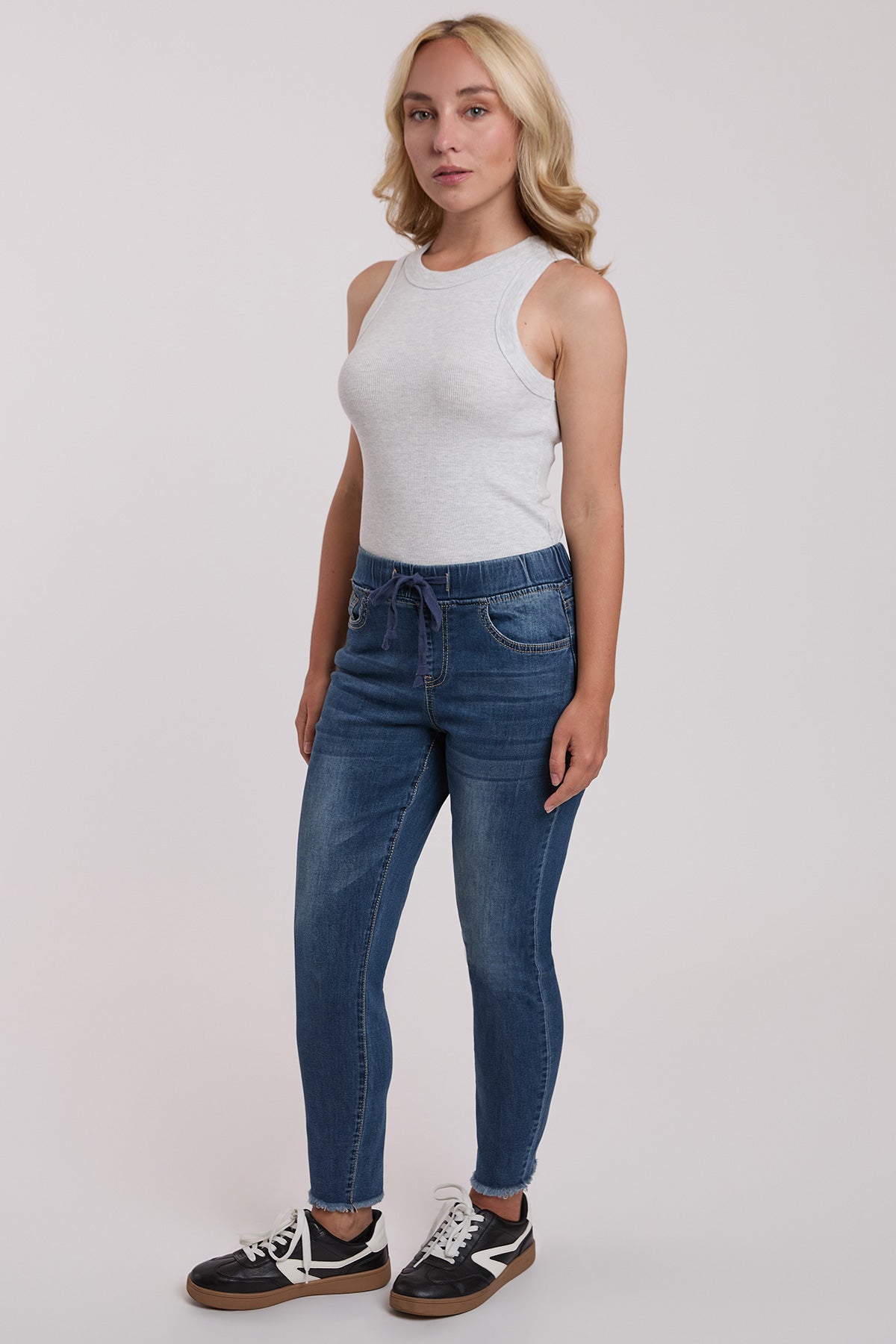 Ymi Women's Petite High Rise Denim Ankle Jogger view 7 - High-Waisted - Womens Petite Joggers (bottom)