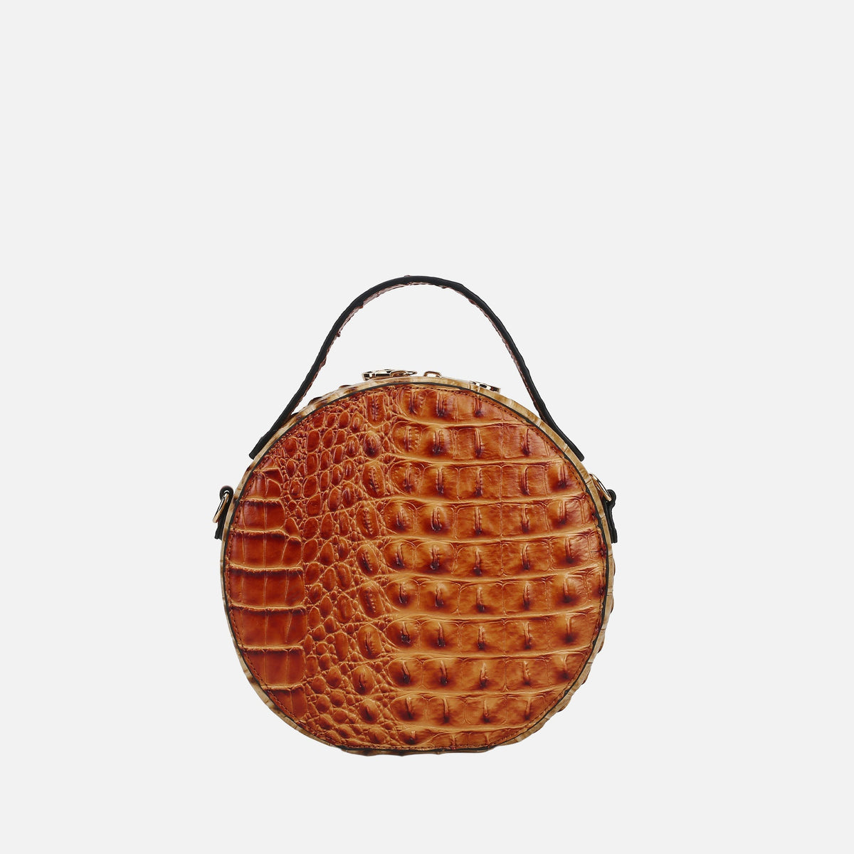 Ynnari Croc Round Crossbody Bag in Croco Fuchsia view 3 - Una Crossbody