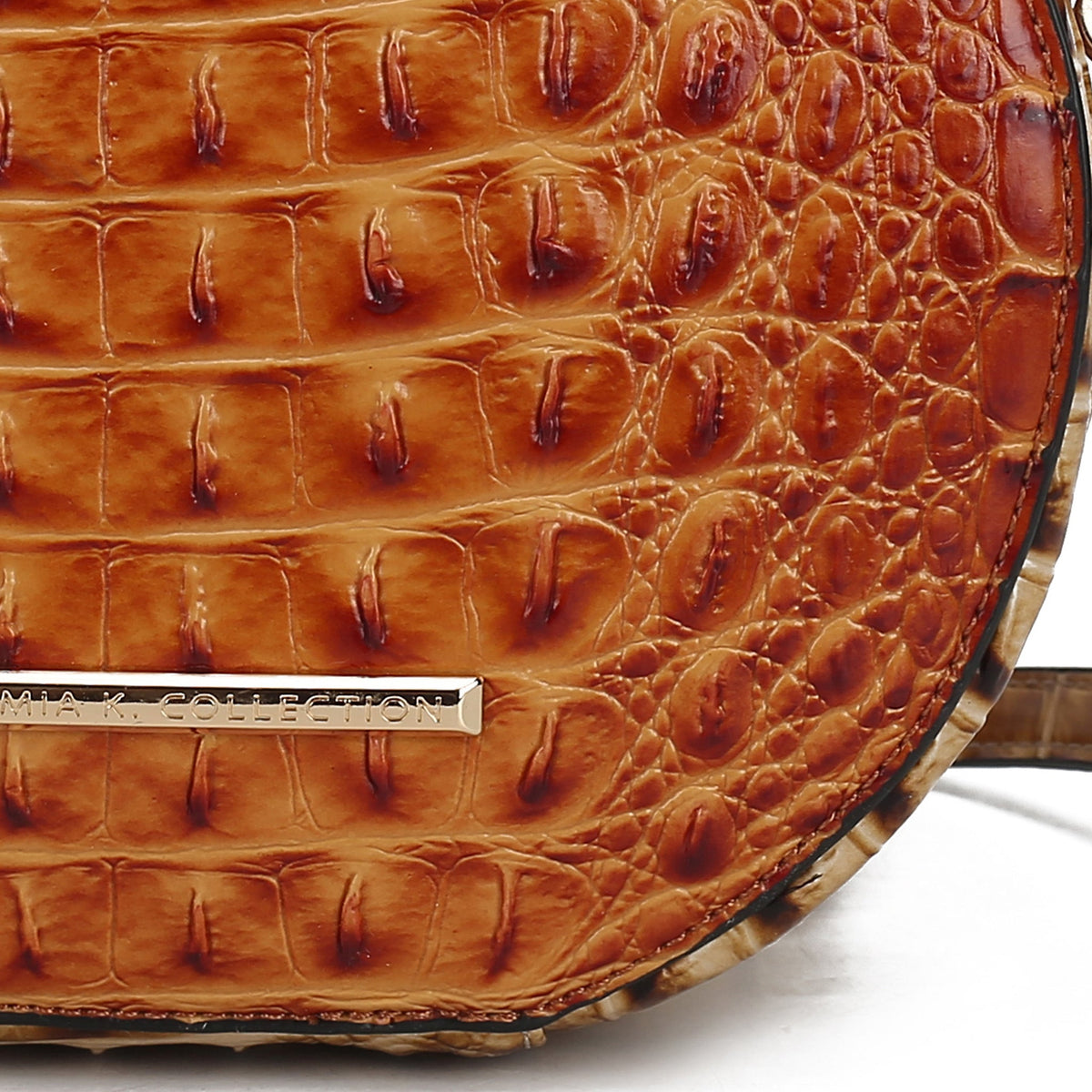 Ynnari Croc Round Crossbody Bag in Croco Navy view 5 - Una Crossbody