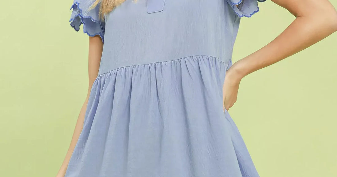 Umgee Scallop Flutter Sleeve Tiered Mini Dress — dresses for women, 2026 fashion guide at MeeeShop