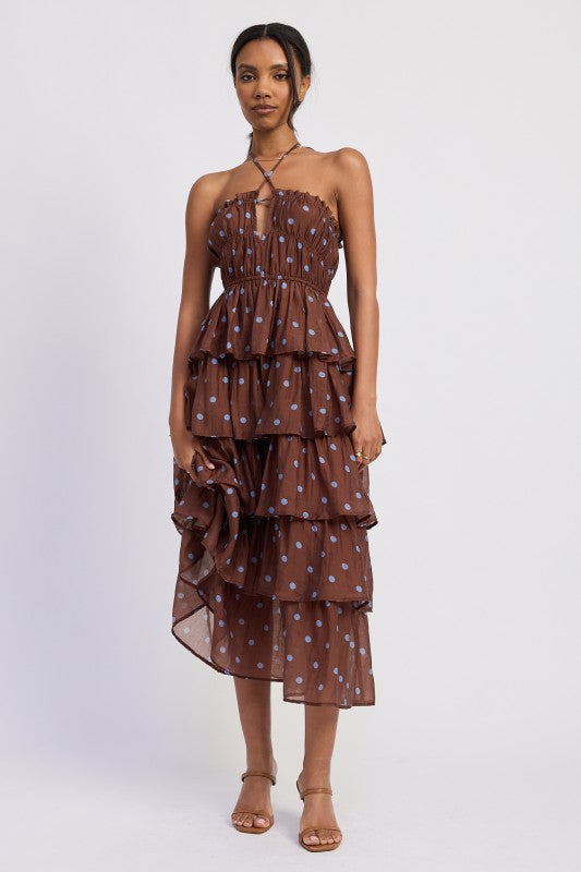 HYFVE Striped Strapless Flowy Midi Dress