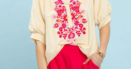 Best dresses for women showcasing Umgee embroidered puff sleeve blouse for stylish spring looks