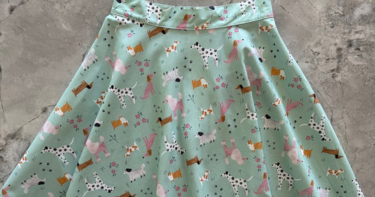 How to style women's clothing: women in Dogs Skater Skirt midi skirt office look