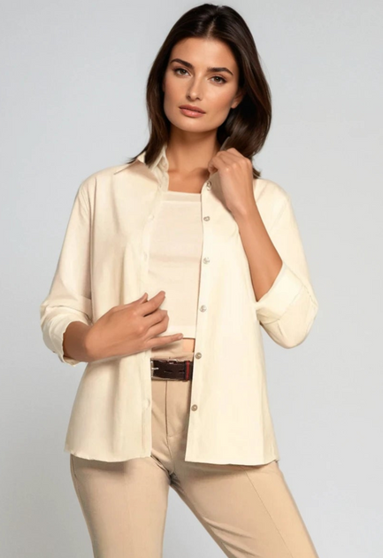 Women's fashion 2026 white Buki Cinqo Single Shot shirt displayed on stylish women