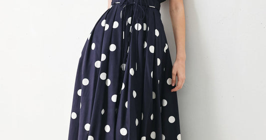 Summer dress outfits for women featuring the Blue Moon Dot woven midi dress