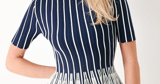 Women's date night outfit ideas featuring Easy Summer Stripe Sweater Knit Tops