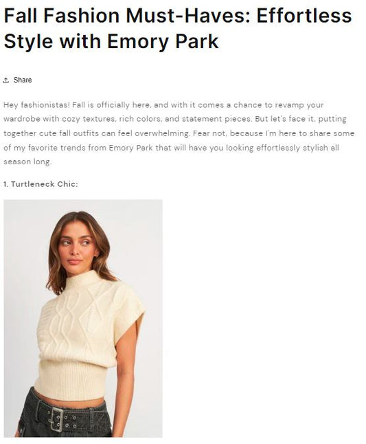 Fall Fashion Must-Haves: Effortless Style with Emory Park