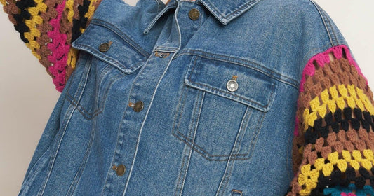 best dresses for women wearing Festival Weave Washed Denim Jacket for stylish winter look